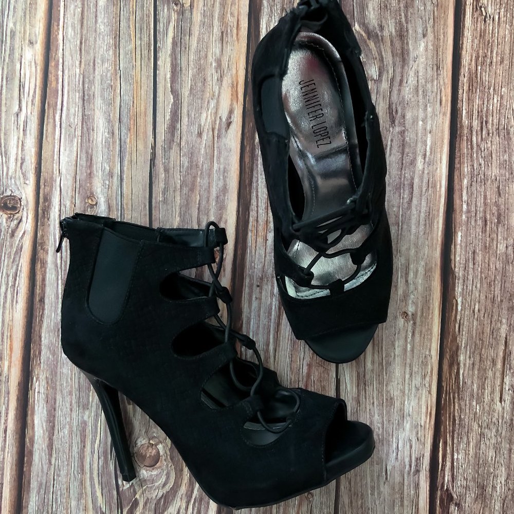Jennifer Lopez Strappy Black High Heel Size 6